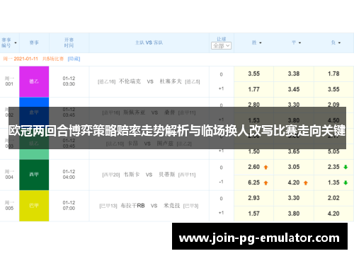 欧冠两回合博弈策略赔率走势解析与临场换人改写比赛走向关键 欧冠两回合博弈策略赔率走势解析与临场换人改写比赛走向关键